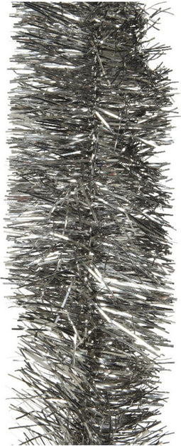 1x stuks kerstslingers antraciet (warm grey) 270 x 7 cm - Folie lametta guirlandes/slingers kerstversiering