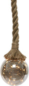 1x stuks verlichte glazen kerstballen aan touw met 30 lampjes zilver/warm wit 15 cm - Decoratie kerstballen met licht