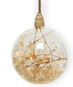 1x stuks verlichte glazen kerstballen met 40 lampjes koper/warm wit 20 cm - Decoratie kerstballen met licht