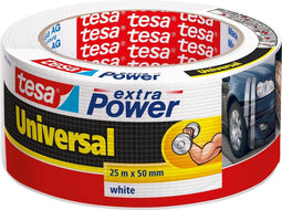 1x Tesa ducttape Extra Power universeel wit 25 mtr x 5 cm - Klusbenodigdheden - Tesa - Universele tape - Klustape - Ducttape - Reparatie tape - Witte tape op rol 25 meter