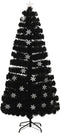 vidaXL - Kerstboom - met - LED-sneeuwvlokken - 150 - cm - glasvezel - zwart