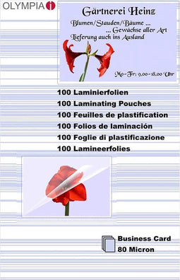 1x100 Olympia Lamineerfolie Visitekaarten 80 micron 9169