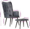 vidaXL Fauteuil met voetensteun echt leer grijs