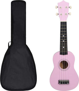 vidaXL - Ukuleleset - met - tas - voor - kinderen - sopraan - 21'' - roze