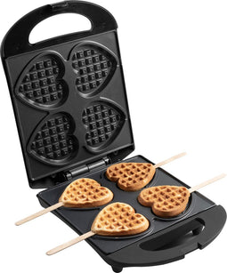 Bestron DSW271BL - Wafelijzer hartvorm - Antiaanbaklaag & indicatielampje - Zwart (20 stuks)