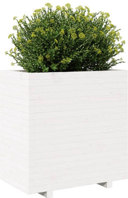 vidaXL - Plantenbak - 70x40x72,5 - cm - massief - grenenhout - wit