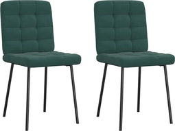 vidaXL - Eetkamerstoelen - 2 - st - fluweel - donkergroen