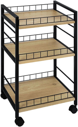 Versa - Groentetrolley - Zwart Metaal Plastic Melamine 30 x 76 x 40 cm