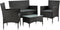 Juskys Fort Myers - Loungeset - 4-persoons - Polyrotan - Zwart