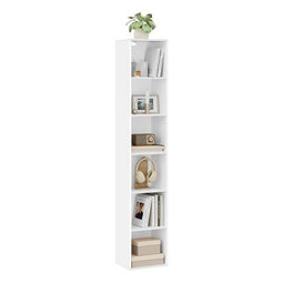 Woltu Boekenkast Semi-Open Kolom 6 Vakken - Spaanplaat/Wit - 30 x 24 x 158,5 cm