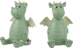 J-Line set 2 boekensteun Draak - polyresin - groen