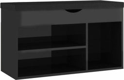 vidaXL Schoenenbank - 80x30x47 cm - Hoogglans zwart - Hout met kussen