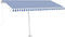 vidaXL - Luifel - handmatig - uittrekbaar - met - LED - 400x300 - cm - blauw - en - wit