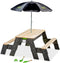 EXIT Aksent zand-, water- en picknicktafel (2 bankjes) met parasol en tuingereedschap