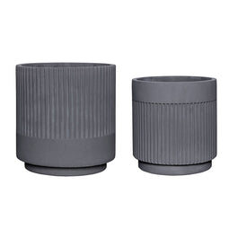 Hübsch Ripple Pots - Dark Grey