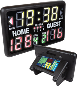 Perel Digitaal scorebord, multisport, met multifunctionele sporttimer, gebruik binnen en buiten, tafelmodel, vrijstaand gebruik of op houder, 40.5 x 62 cm