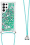 Lunso - Geschikt voor Samsung Galaxy S23 Ultra - Telefoonhoes met koord - Glitter Groen