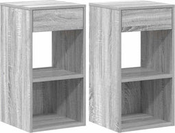 vidaXL - Nachtkastjes - 2 - st - met - lade - 35x34x66,5cm - grijs - sonoma - eikenkleur