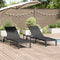 vidaXL - Ligbedden - 2 - stuks - met - wielen - en - tafel - - - zwart - poly - rattan