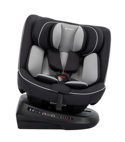 Cosmo i-Safe, Draaibare Autostoel Base, 0-12 Jaar, 40-150 cm, Baby & Peuter Autostoel Met Gordelinstallatie, Verkleinkussen, 11 Hoofdsteun- & 6 Ligstanden, Licht, 5.6 kg, Zwart