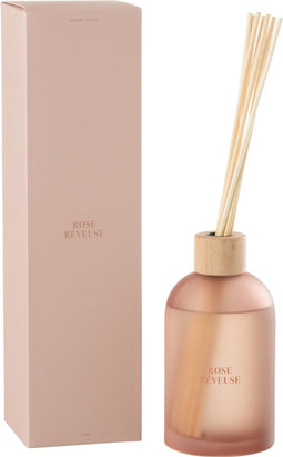 J-Line geurolie + stokjes Accords Essentiels - Rose Rêveuse - roze - 550 ml