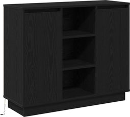 vidaXL - Dressoir - met - LED - Zwart - Eiken - 90x32x75 - cm - Gelaagd - Hout
