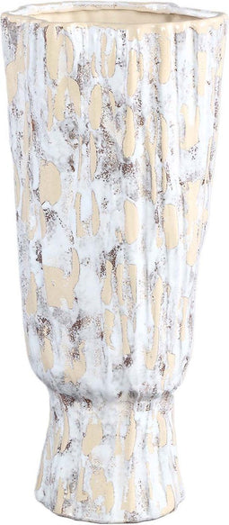 PTMD Nirah Ronde Bloempot - H28 x Ø16 cm - Keramiek - Wit