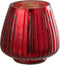 J-Line theelichthouder Geribbeld - glas - rood - 4 stuks