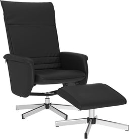 Fauteuil verstelbaar met voetenbankje kunstleer zwart