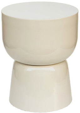 Livingfurn Bijzettafel Kian - Rond - Acaciahout - Off White - 36x35,5x46cm