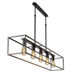 Atmooz - Hanglamp Dixon 140 - Industrieel - Woonkamer / Slaapkamer / Eetkamer - Plafondlamp - Zwart - Hoogte 100cm - Metaal