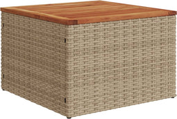 Tuintafel 55x55x37 cm poly rattan en acaciahout beige