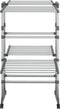 vidaXL - Droogrek - 2-laags - met - wieltjes - 60x70x106 - cm - zilverkleurig