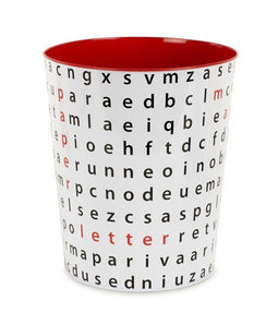 Balvi Letter Soup - Prullenbak - Metaal - Wit - 26 cm hoog