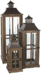 Set van 3 lantaarns hout bruin