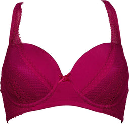 After Eden DEE Dames Beha - Voorgevormde Demi Cup - Micro en Kant - Fuchsia