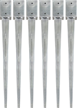 vidaXL - Grondpinnen - 6 - st - 9x9x90 - cm - gegalvaniseerd - staal - zilverkleurig