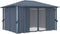 vidaXL - Prieel - met - gordijn - LED-lichtslinger - 4x3 - m - aluminium - antraciet