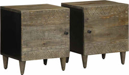 vidaXL - Nachtkastjes - 2 - st - 40x33x46 - cm - massief - mangohout - lichtgrijs