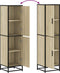 vidaXL - Hoge - kast - 35,5x35x139 - cm - bewerkt - hout - en - metaal - sonoma - eiken