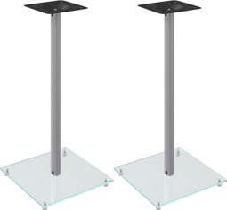 vidaXL - Luidsprekerstandaards - 2 - st - 1 - pijler - gehard - glas - zilverkleurig