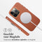 Accezz MagSafe Leather Backcover - Soft case - Krasbestendig - Bruin (iPhone 15 Pro)