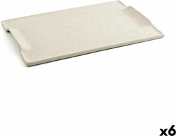 Snackdienblad Quid Mineral Gres Beige Keramisch 35 x 23 cm (6 Stuks)