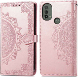 iMoshion Hoesje Geschikt voor Motorola Moto E40 / Moto E30 Hoesje Met Pasjeshouder - iMoshion Mandala Bookcase - Rosé Goud