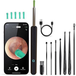 Alyze Oorsmeer Verwijderaar - Elektrische Oorreiniger met Camera - 6 Opzetstukken - Zwart