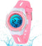 Kinderhorloges Meisjes Jongens Digitaal 7 Kleuren LED Digitaal horloge voor Kinderen Waterdicht Sport Buiten Multifunctioneel Digitale horloges met Stopwatch / Alarm Leeftijd 4-15, roze, klein 26g