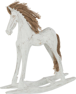 J-Line figuur Schommelpaard - hout - wit - small