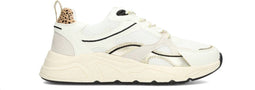 POSH by Poelman KAE - Dames sneakers - Chunky met dalmatierprint - Wit met goud