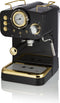 Swan Gatsby Espressomachine – Gemalen Koffie & Pads – Met Melkopschuimer – Zwart/Goud