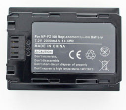 2-delige batterij geschikt voor Sony NP-FZ100 batterij Sony A7 Mark 3, A7R Mark 3, Alpha a7 III, Alpha a7R III, Alpha A9, ILCE-7M3, ILCE-7M3K, ILCE-7RM3